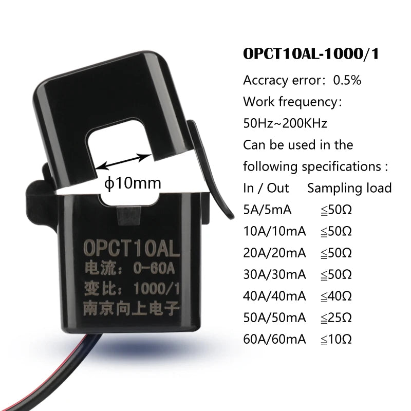 NJXSE OPCT10AL 1000/1 2000/1 3000/1 Clamp Sensor 5A 10A 20A 30A 50A 60A 80A High Quality AC CT Split Core Current Transformer