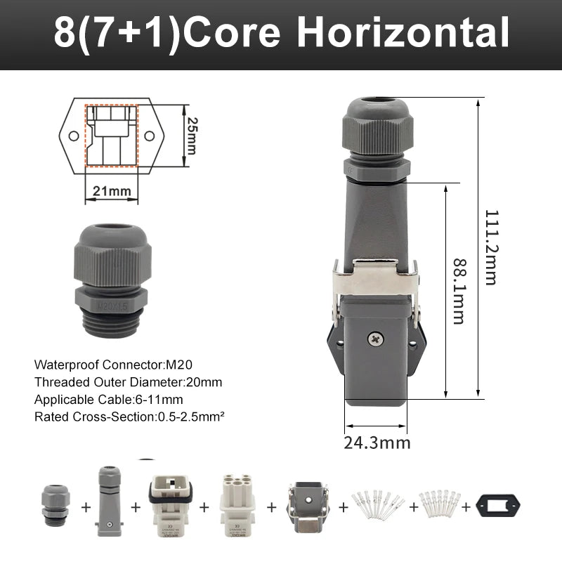 HA Heavy Duty Connector Kit 4/5/6/8 Core Pins Male&Female Insert Plug HDC-HA Rectangular Waterproof Industrial Aviation Socket