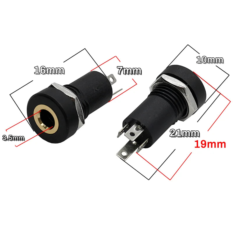 5PCS PJ392A 3.5MM Audio Jack Female Socket 3/4 Pole Stereo Solder Panel Mount Connector With Nuts PJ391 PJ-392A 3/4Pin Black