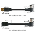 M12 to USB Cable Connector 4Pin 5 Pin A/D/B Code to USB Scanner Cable Industrial Camera USB to M12 Male Female Extension Line