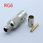 1pc RF Coaxial Connector BNC Female Jack Crimp Connector Straight for RG58 RG59 RG6 Cable Adapter CCTV Connector