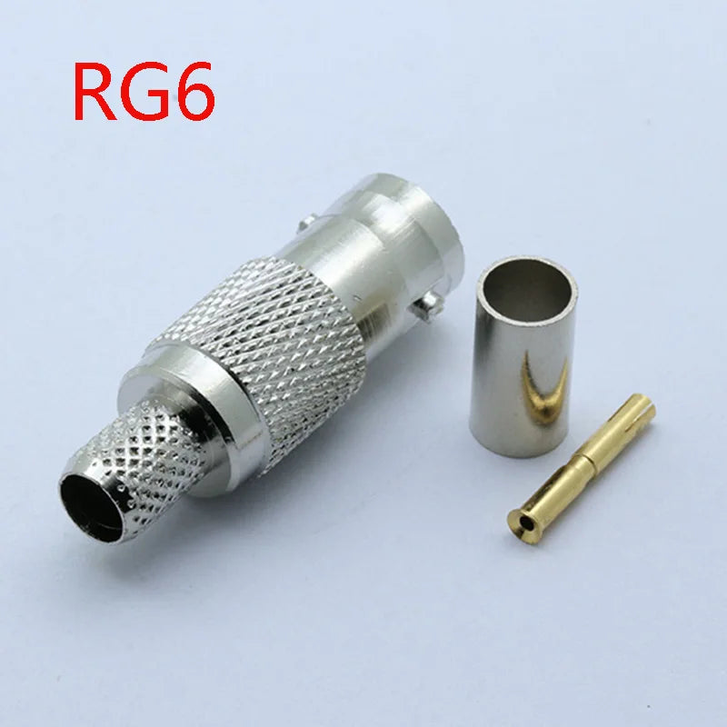 1pc RF Coaxial Connector BNC Female Jack Crimp Connector Straight for RG58 RG59 RG6 Cable Adapter CCTV Connector