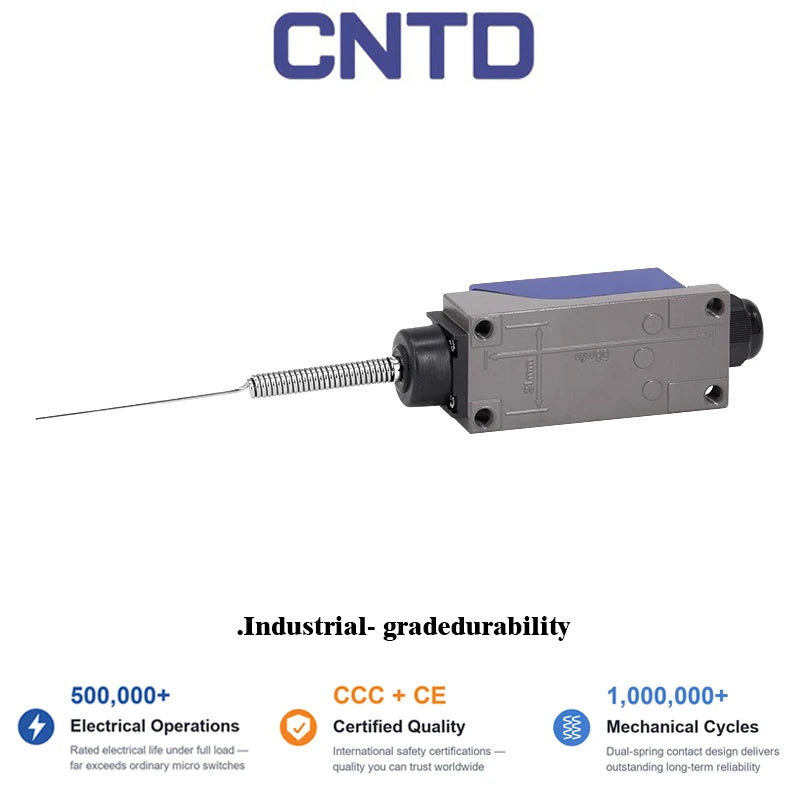 CNTD CZ-8169N 10A IP67 Spring Rod Vertical Limit Switch 250VAC 1NO 1NC SPDT Zinc Alloy Industrial Automation