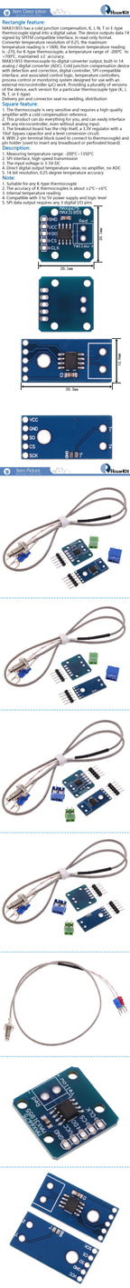 MAX31855 Module K Type Thermocouple Temp Sensor 0-800 Degrees Temperature Measurement For Arduino