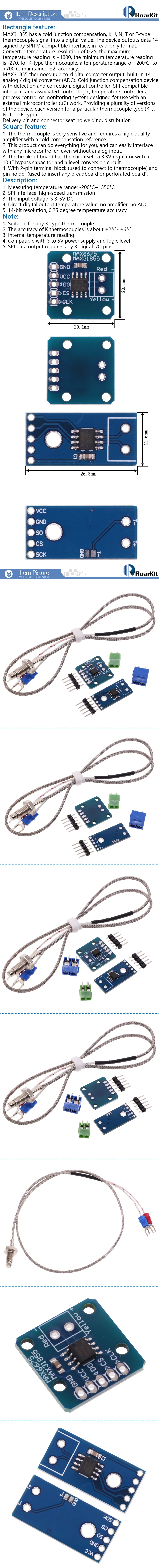 MAX31855 Module K Type Thermocouple Temp Sensor 0-800 Degrees Temperature Measurement For Arduino