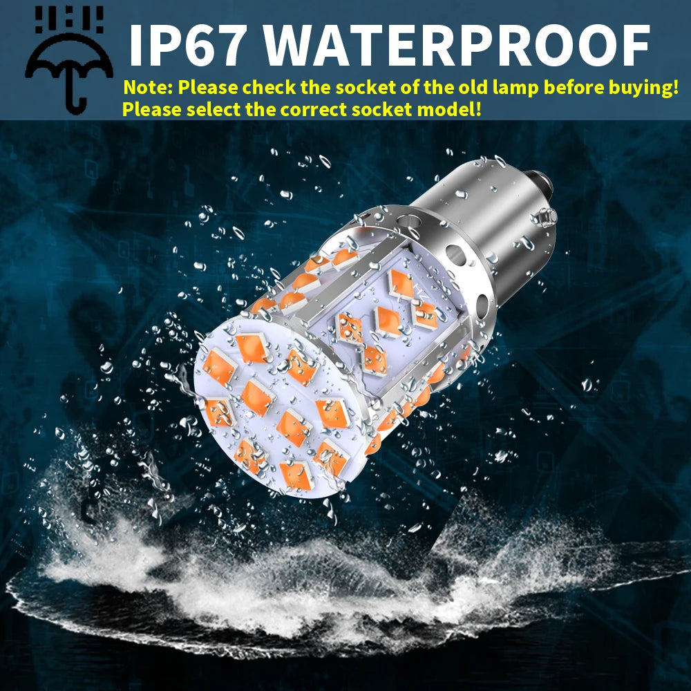 2pcs LED P21W 1156 BA15S PY21W BAU15S 3030 35SMD Bulb Canbus Free T20 7440 W21W Lamp For Car Turn Signal Light Backlight Orange