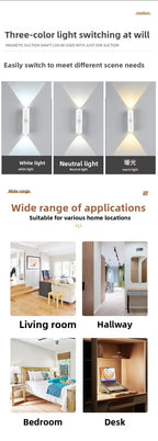 Smart RGB Double-head Wall Light Motion Sensor Magnetic Night Light Rechargeable Spotlight for Bedroom Closet Garden Room Decor