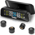 Tire Pressure Monitoring System with Solar Charge LCD Display Real TimeTPMS with 4 External Sensors For Car RV SUV MPV Truck