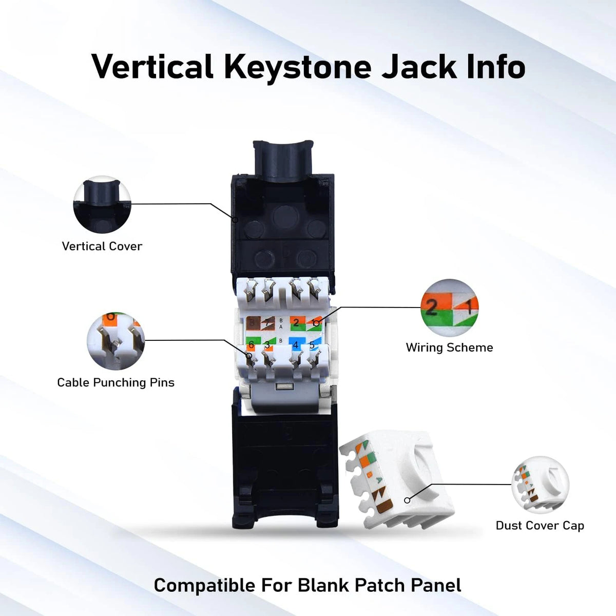 ZoeRax 1PCS Cat8 Cat7 Cat6a RJ45 Keystone Jack | 180 Degree UTP Toolless Termination Female Jack | Network Ethernet Adapter
