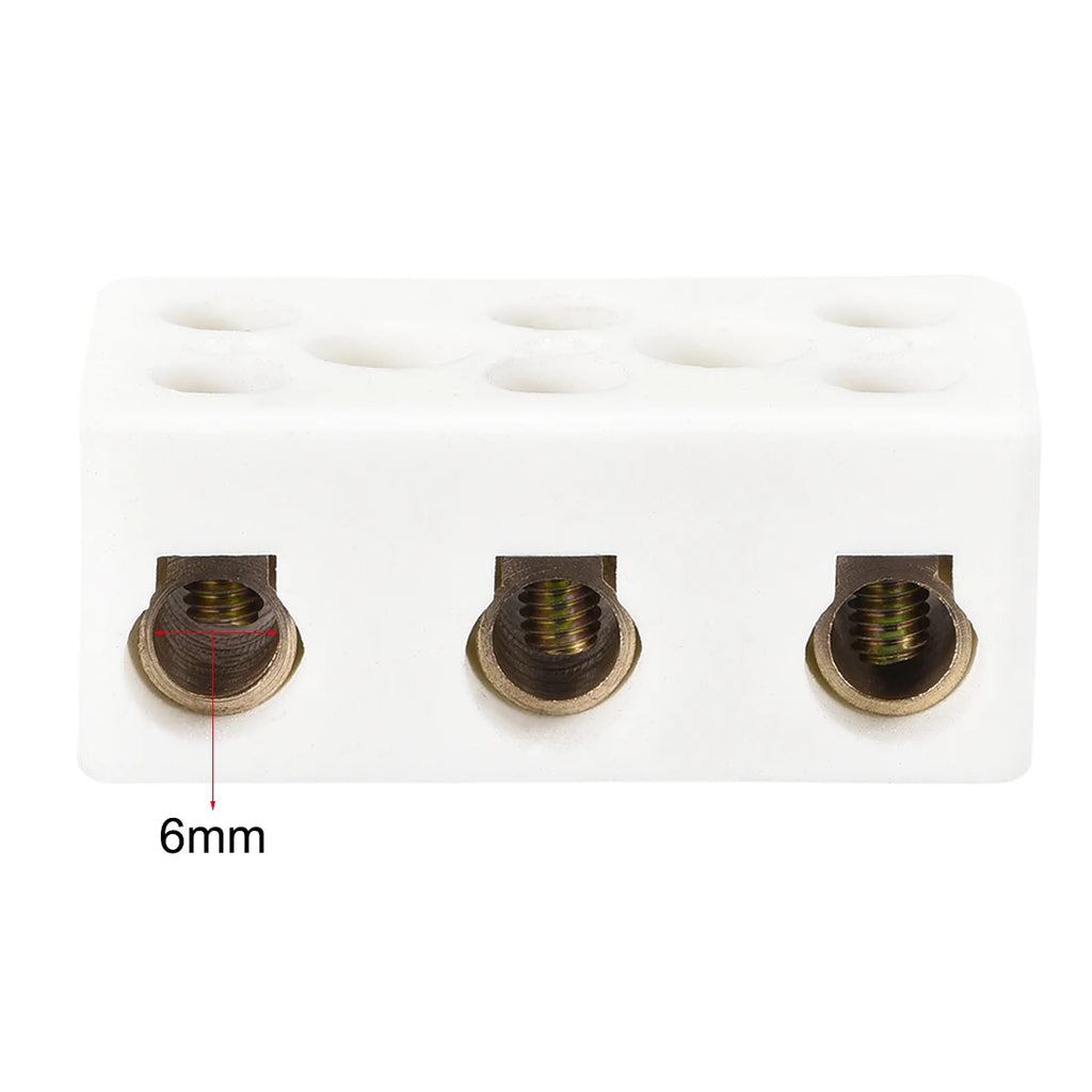 1/2Pcs 380V/25A 3Way 8Hole Ceramic Wiring Terminal Block High Frequency Porcelain Electrical Wire Connector Electrical Equipment