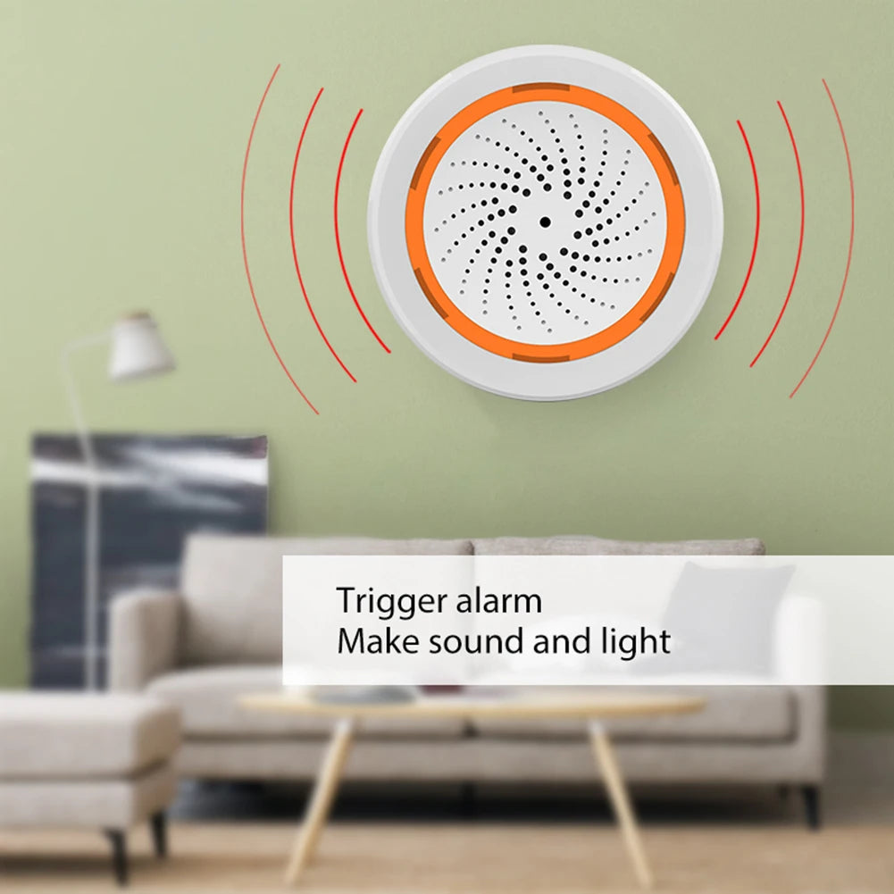 Tuya Zigbee Sound Light Sensor Smart Alarm Siren 90dB App Remote Control Home Security Protection System Siren Alarm