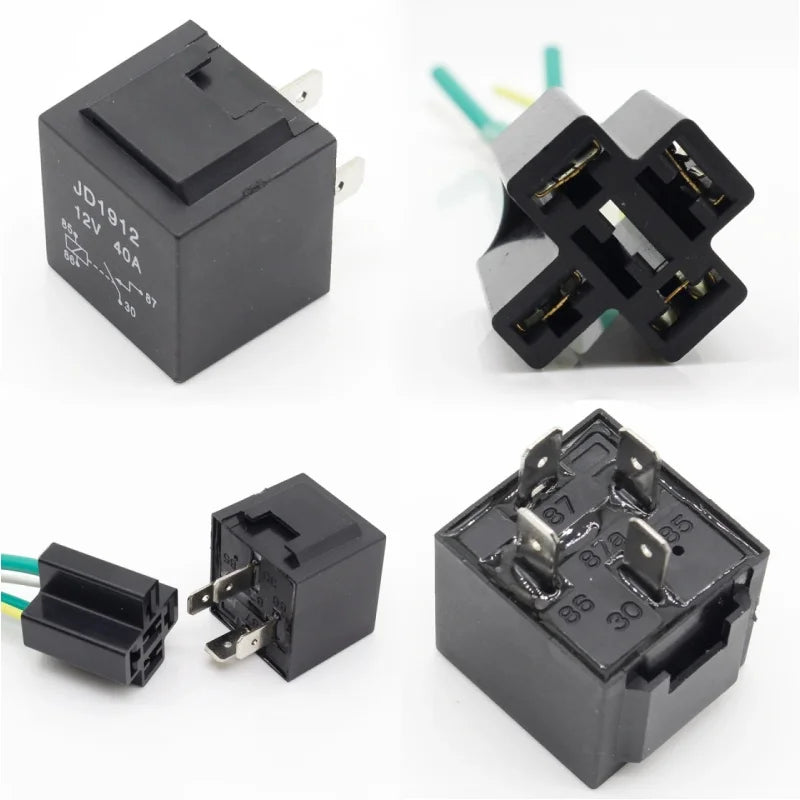 1 pair DC 12V  40 Amp Relay & Wires 40A Auto Automotive Relay Socket