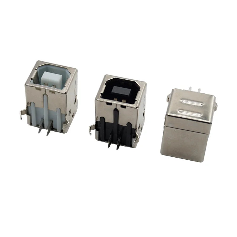 10Pcs USB Type B Female Socket Printer Data Interface Connector Repair Jack Port Right Angle 4Pin PCB DIP USB B Soldering Adapte