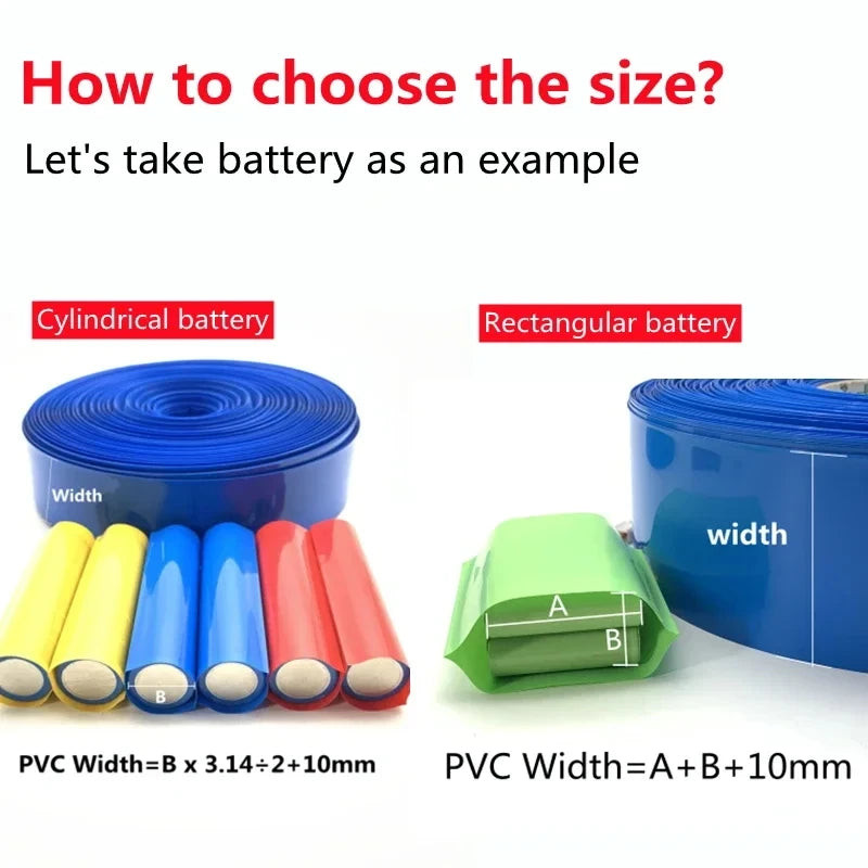 Width 30~250mm Multiple Sizes High-Quality Clear PVC Heat Shrink Tubing for 18650 Batteries–Flexible Insulated Protective Sleev