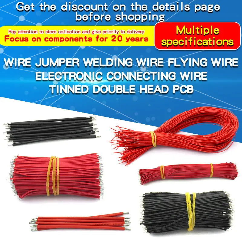 200PCS Wire Jumper Welding Wire Electronic Connecting Wire Double-Ended Tinned 5/0.8 22/24AWG 50/150mm