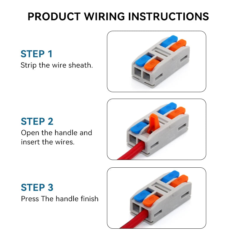 Universal Quick Electrical Wire Connectors Compact Splicing Terminal Blocks Push-in Home Cable Connectors 10Pcs
