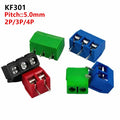 10/20/50Pcs/lot KF301-5.0-2P KF301-3P KF301-4P Pitch 5.0mm Straight Pin 2P 3P Screw PCB Terminal Block Connector Blue Green