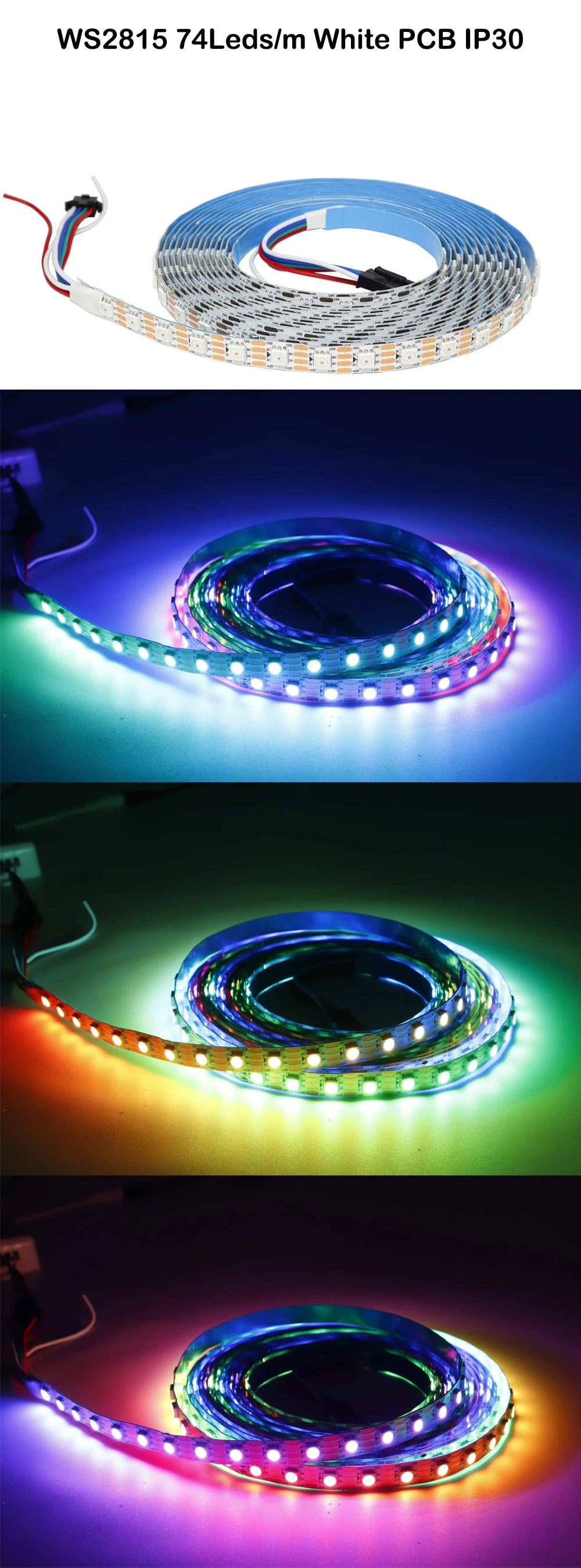 DC12V WS2815 DC5V WS2812B 5050 RGBIC LED Strip WS2812 30/60/74/96/144Leds/Pixels/m Individually Addressable Light IP30/65/67