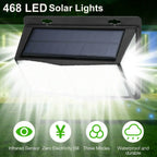 4pcs 468 LED Solar Led Lamp Outdoor Solar Light with Motion Sensor Wall Lights Waterproof Sunlight Powered for Garden Decoration