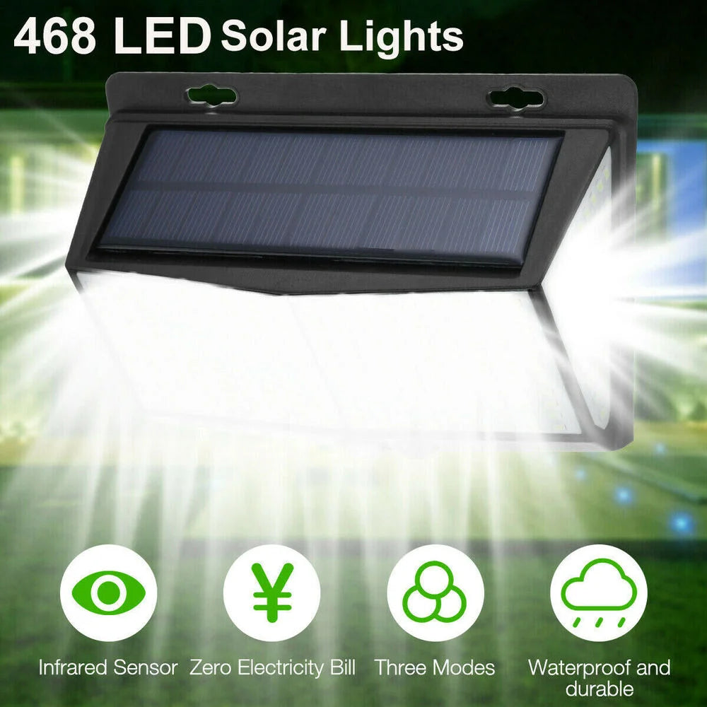 4pcs 468 LED Solar Led Lamp Outdoor Solar Light with Motion Sensor Wall Lights Waterproof Sunlight Powered for Garden Decoration