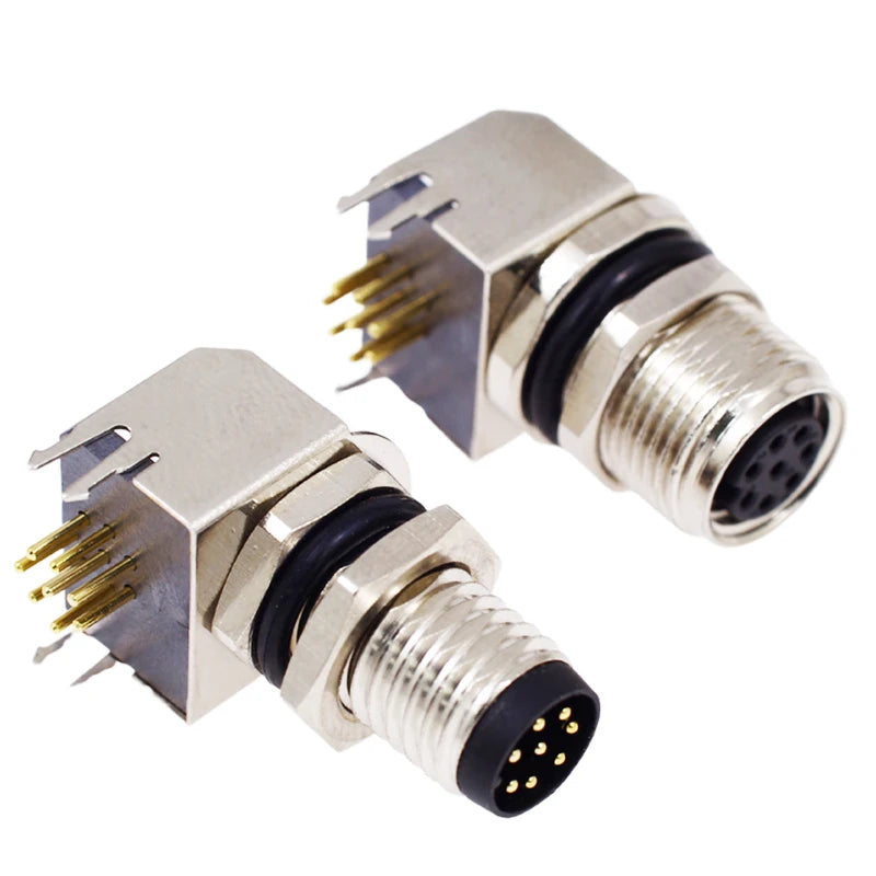 5/10 PCS M8 Male/Female Curved Straight Jack Socket 3 4 5 6 8 Pin Solder IP67/68 Waterproof PCB Panel Connector