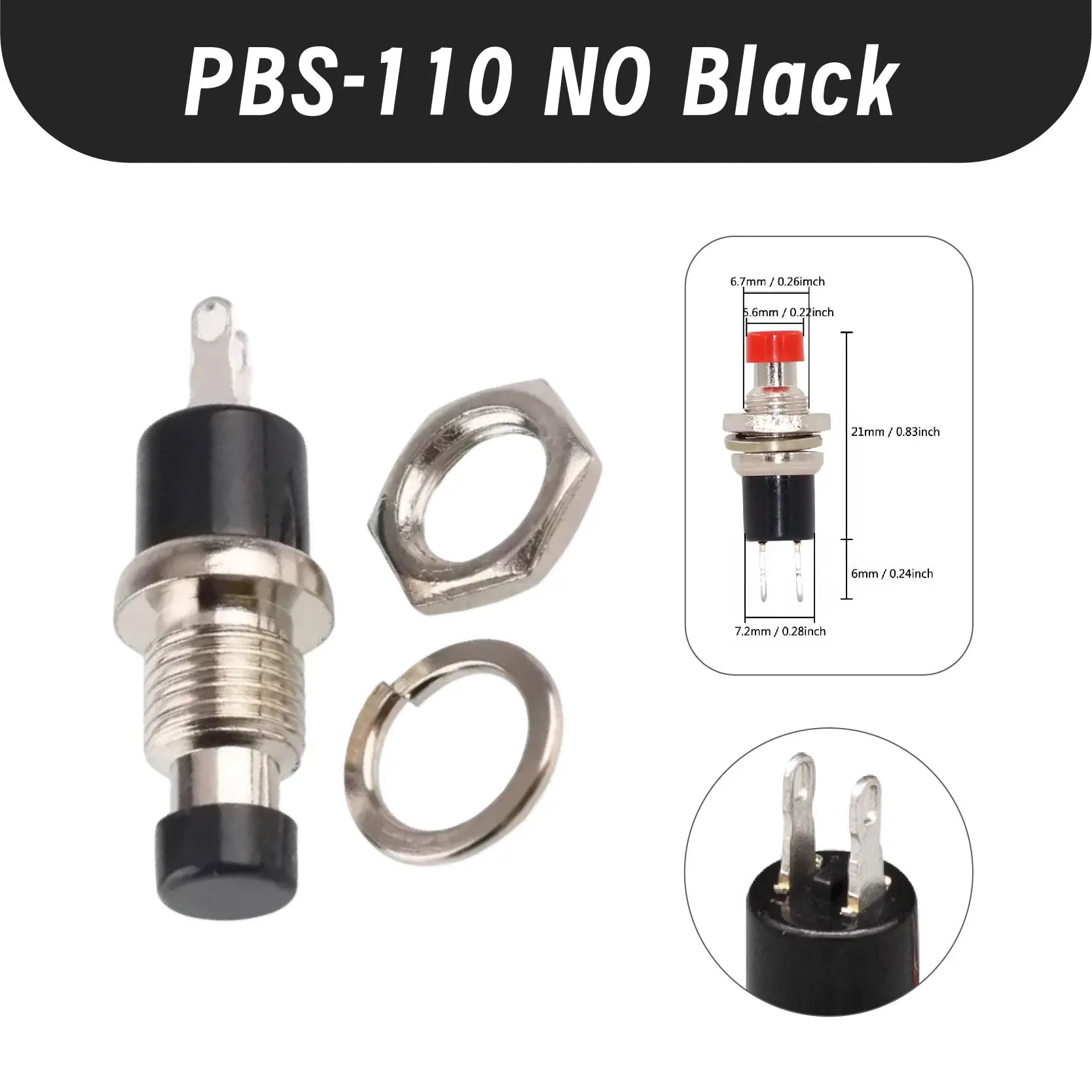 Mini Momentary Push Button Switch PBS-110 NO Press The Reset PBS-111 NC 7mm