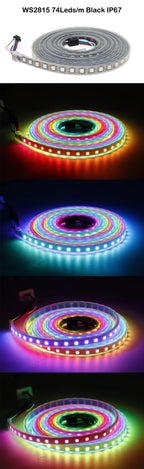 DC12V WS2815 5050 Smart RGB Pixels LED Strip DC5V WS2812B Individually Addressable IC 30/60/74/96/144/Leds/M WS2812 Tape Light