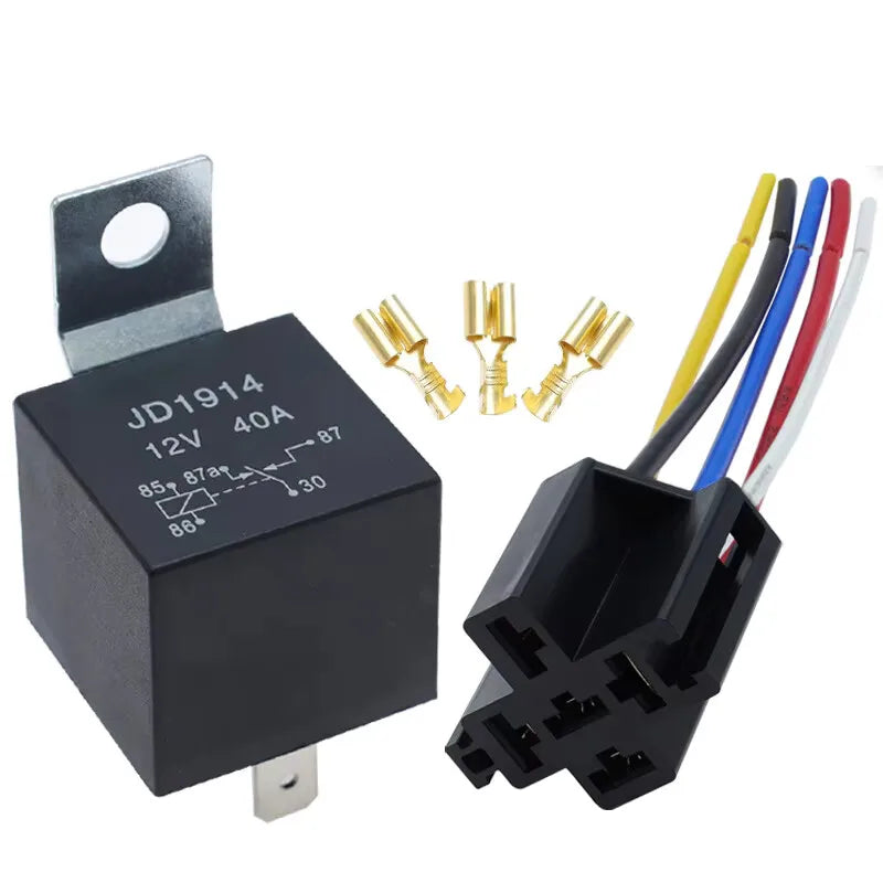 1PCS DC 12 24V 40A 4 5-Pin AMP Waterproof Relay Harness Tinned Copper Wires 5-PIN SPDT For  Boat Auto Fan Car relay With Socket