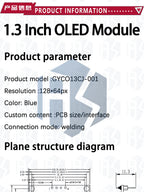 1.3 inch oled IIC Serial White OLED Display Module 128X64 I2C SSD1306 12864 LCD Screen Board VDD GND SCK SDA for Arduino