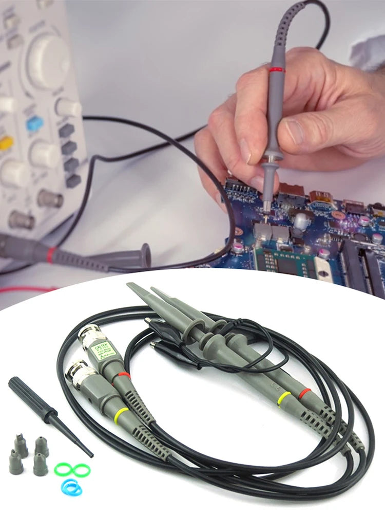 2pcs P6100 BNC Oscilloscope Probe Kit DC-6MHz DC-100MHz 1X 10X High Precision Scope Analyzer Clip Testing Probes