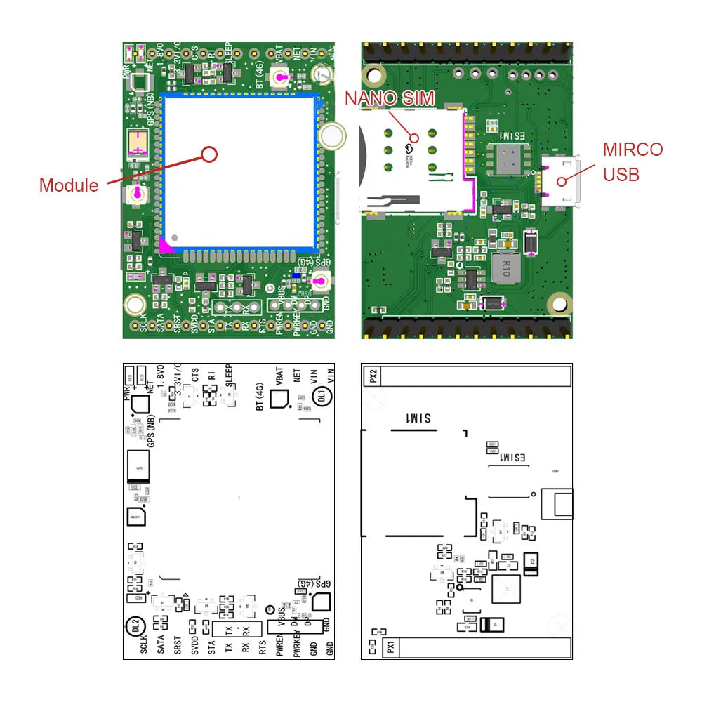 SIMCOM A7670E-LASE Single-row Needle Core Board with Antenna 4G 2G LTE CAT1 Module Modem Board Development Kit for Europe