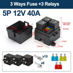 4/5P Relay Box with 12V/24V Auto Car Truck 3-Way Fuse Holder ATO Circuit 3 Blade Fuses for Car Boat Products