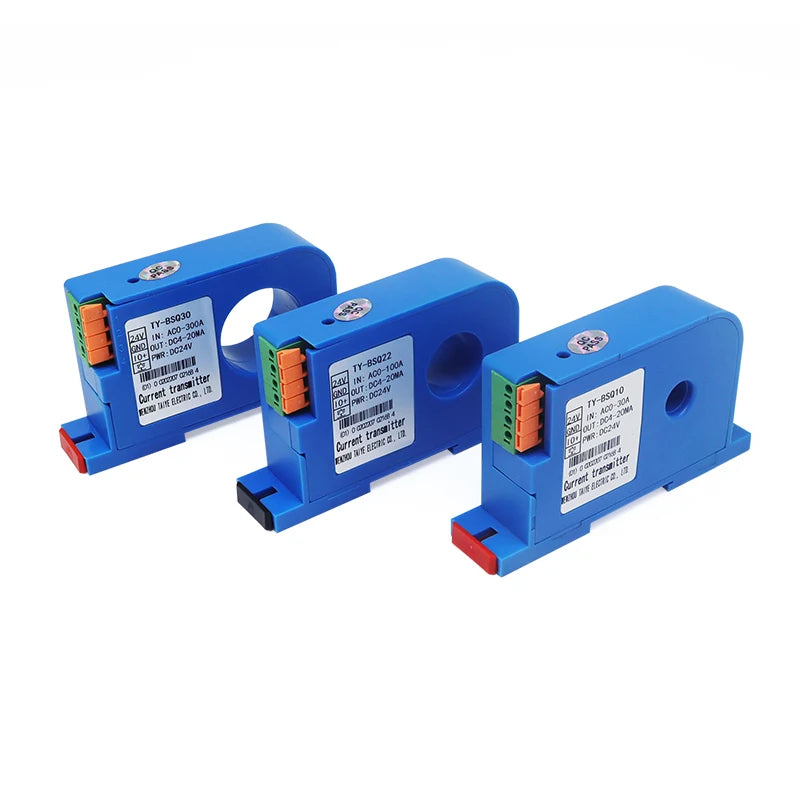 Hall DC Current Sensor Transmitter Output 4-20mA Power Supply 24VDC 0-150A Input 10mm 22mm 30mm Hole Current Transformer