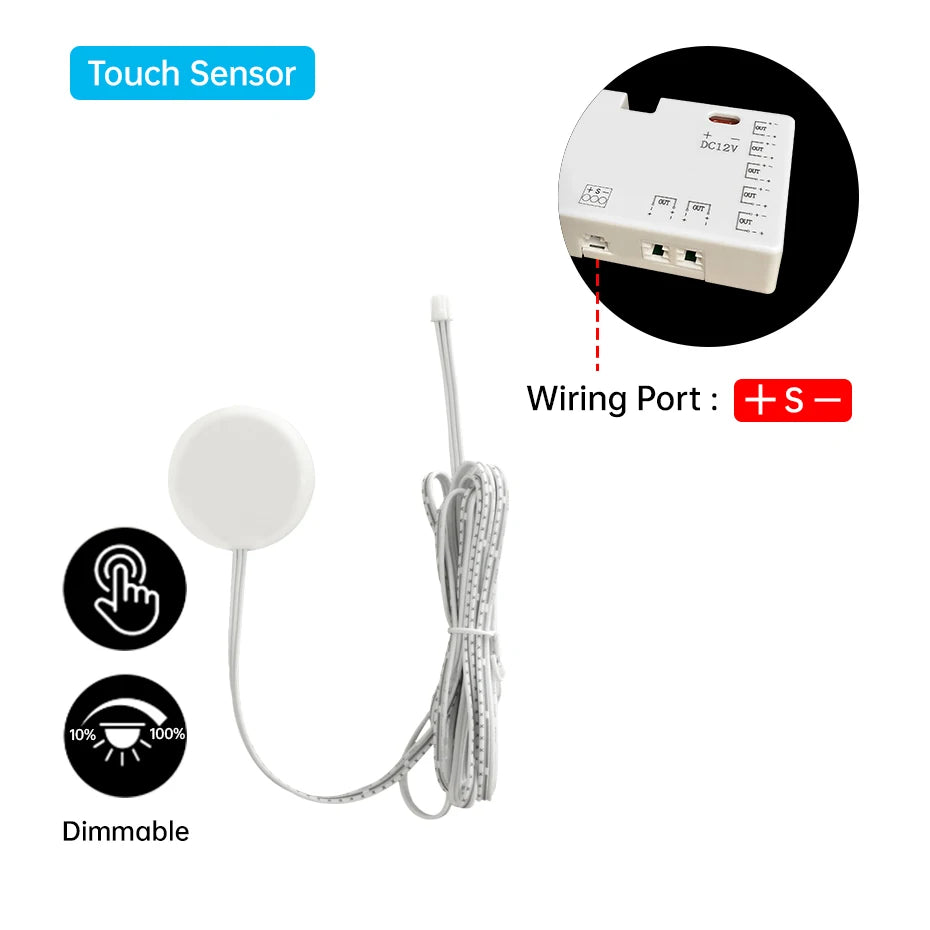 LED Cabinet Sensor Switch DC12-24V Dupont Port Touch/PIR Motion/Dual Door Motion Sensor /Penetrable Wood Detection Design 25MM