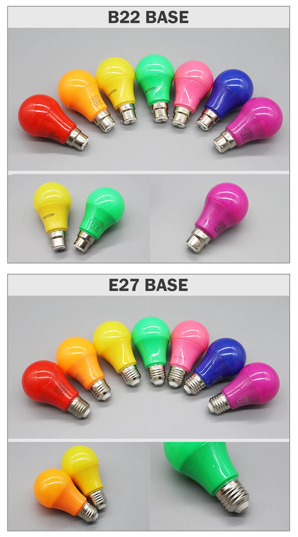 2-10pcs Colorful Bulb B22 E27 110V 220V Red Yellow Blue Green Pink Purple Orange Light Bulb Lamp for Home