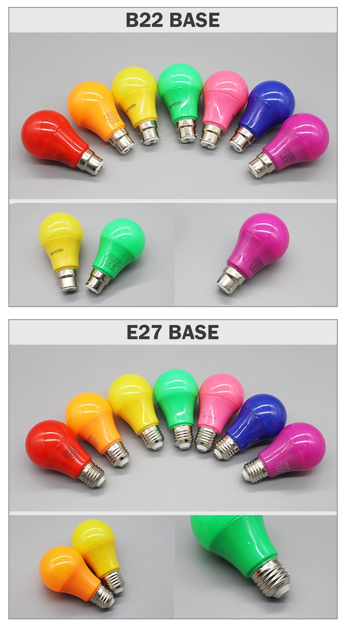 2-10pcs Colorful Bulb B22 E27 110V 220V Red Yellow Blue Green Pink Purple Orange Light Bulb Lamp for Home