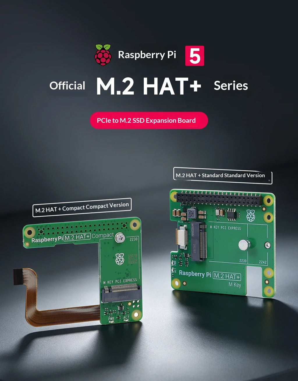 Raspberry Pi 5 Pcie To M.2 Hat+ Compact Expansion Board Ssd Solid State Drive Nvme Pi5