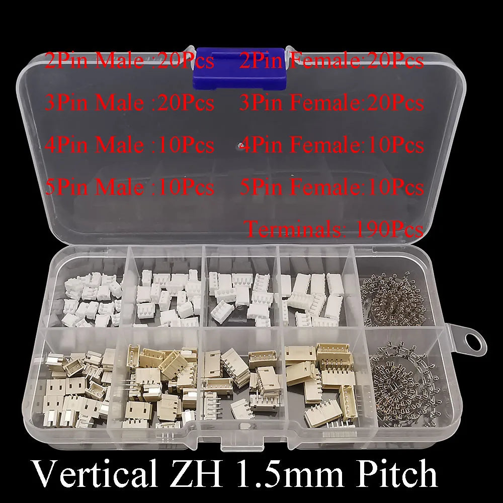 1Box SH 1.0MM/JST 1.25mm/ZH 1.5mm/PH 2.0mm/XH2.54mm/VH 3.96mm Male Plug Female Socket Housing Crimp Terminal Connector Kit