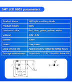 20pcs SMD LED 0402 0603 0805 1206 Red Yellow Blue Green and White Light High Brightness Lamp Bead Light-emitting Diode