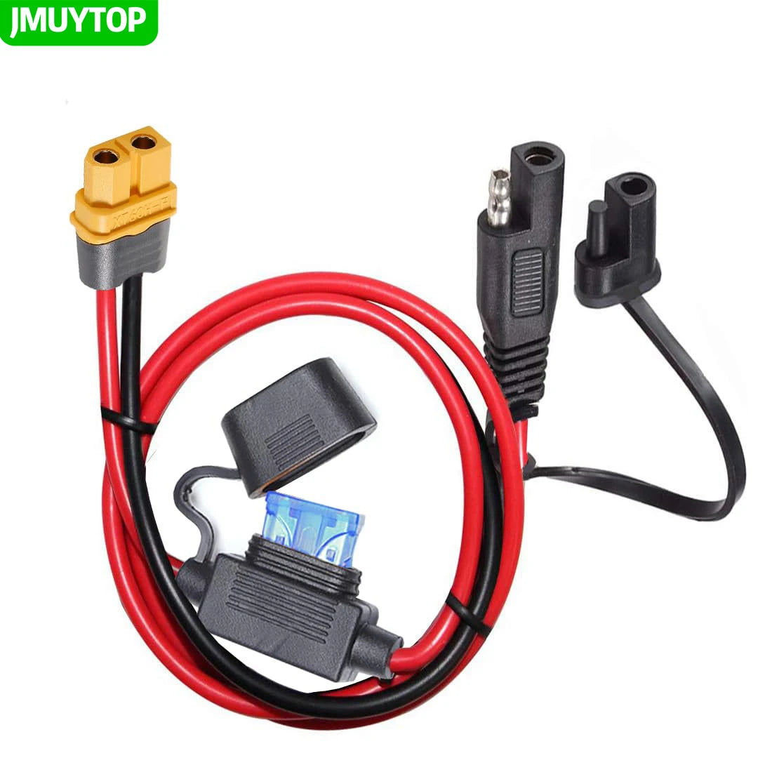 JMUYTOP 1M 6mm2 SAE to XT60 female Connector Extension Cable 10AWG with 15A Protection Fuse For EcoFlow solar Power Station