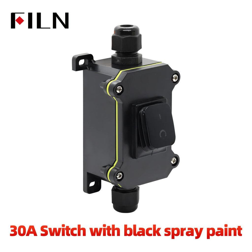 FILN 30A 12V 24V 220V Waterproof Inline Toggle Switch with LED IP65 Sealed Outdoor Box Inline Cord Rocker Switch Power