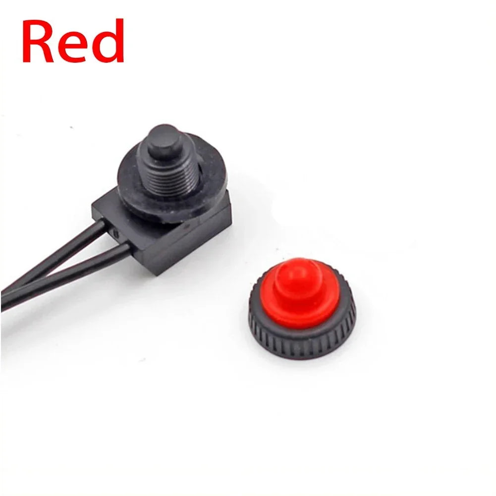 12V Waterproof Latching Push Button On-Off Switch With Leads Wire Black Red Plant Lamp Agricultural Irrigation Cultivation Switc