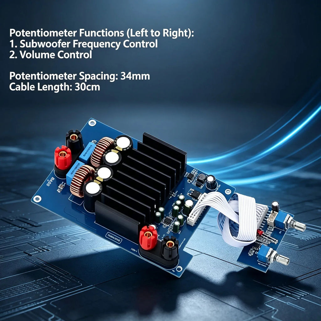 YJCO TPA3255 Mono Subwoofer Amplifier Board 600W Class‑D HiFi Digital Power Amp Module Frequency Volume Adjustment DC24‑48V