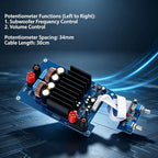YJCO TPA3255 Mono Subwoofer Amplifier Board 600W Class‑D HiFi Digital Power Amp Module Frequency Volume Adjustment DC24‑48V