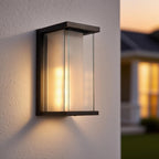 2 Pack Dusk to Dawn Outdoor Sconce, 13.3" Black Modern Wall Light with Auto Night-On Sensor, Waterproof Exterior Fixture for Porch Garage (No Bulb)