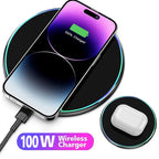 Wireless Charger For iPhone 17 16 15 14 13 Pro Max Induction Fast Charging Pad Dock Station For Samsung S25 S24 Xiaomi Huawei