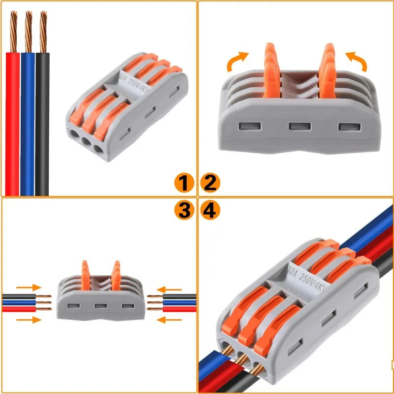 Quick Wire Connectors Multi-circuit Splicing Butt Fast Electrical Connector Universal Push-in Lever Nuts Cable Terminal Block