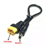 1.5 Square Ultra-soft XT60 Plug Male Female Connector to DC 5525/DC5521 Power Cable for Fly FPV Multirotor Field Repairs Apply