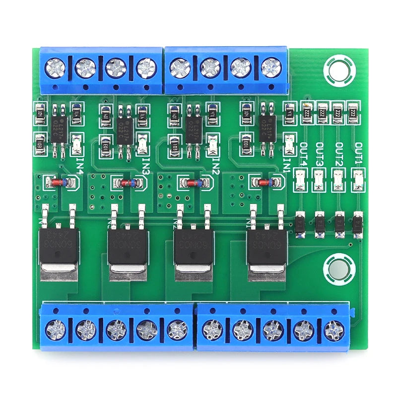 4 Way Mos Optocoupler Isolatie Module Pwm 3-20V 10A Foto-elektrische Isolator Houder Rail Plc Drive Motor Board