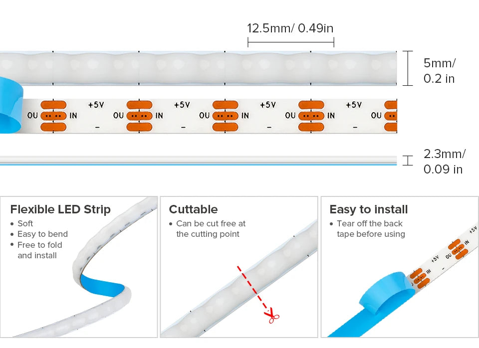 FCOB SPI RGB IC LED Light Strip DC5V Similar WS2812B Individually Addressable WS2812 160 LEDs Smart Pixels Magic FOB COB Light
